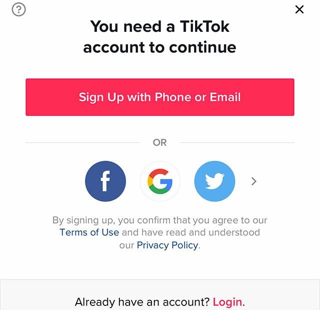 Create an account on Tiktok